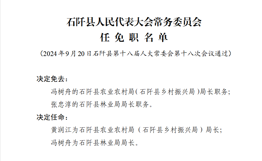 石烛村最新人事任命公告